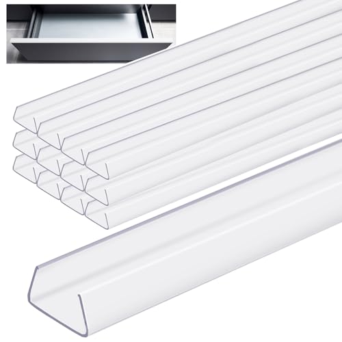 Image of 12Pcs 16.5 Inch Cabinet Door Protector Edge Guard Clear Slip-On Slimline Protector for Kitchen Cabinet Edges and Drawers to Prevent Chipping Wear and Discoloration Trash Garbage Drawer Saver Strip