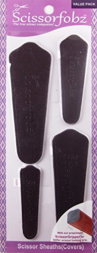 Scissors sheaths by SCISSORFOBZ with ScissorGripper -VALUE PACK-4 sizes- Designer Scissor Covers Holders for embroidery sewing quilting - Quilters sewers gift - Deep Dark Brown. S-47