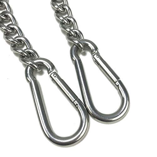 Image of SKMT snap Hook Lock, snap Hook for Rope, Stainless Steel Spring Snap Hook Carabiner (Silver), Outdoor Sports Carabiner snap Spring Clips Hook (6MM Pack of 8)