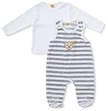 Die Kombination aus Steiff Strampler und T-Shirt vereint die wärmenden und praktischen Komponenten beider Kleidungsstücke. Größenverstellbare Druckknöpfchen sorgen für perfekten Sitz. Der Steiff Teddybär lächelt kuschelig vom Ärmelchen und der Strampler-Front.