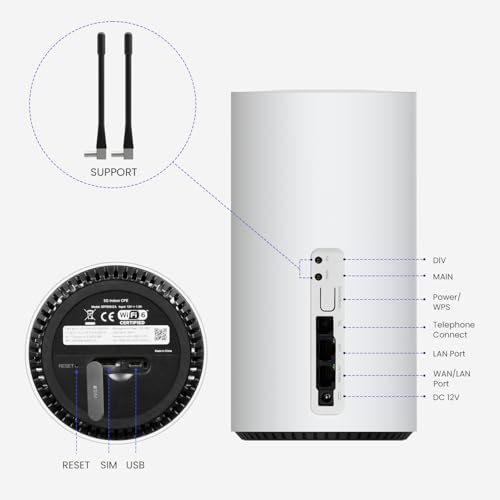 Image of Suncomm 5G Sim Router Unlocked | All Network Sim Support | WiFi-6 NR SA /NSA | Qualcomm SDX65 Dual-Band 2.4G /5Ghz Volte /VoNR /Band Lock /Cell Lock /VPN /Openwrt /Firewall | Plug & Play