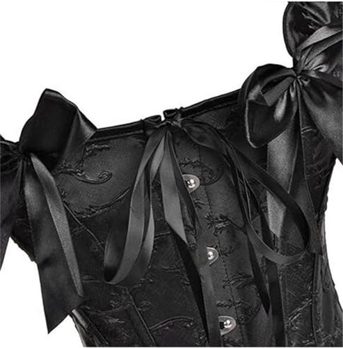 Image of Women's Lace up Gothic Jacquard Shoulder Straps Tank Overbust Shaper Corset Bustiers Top