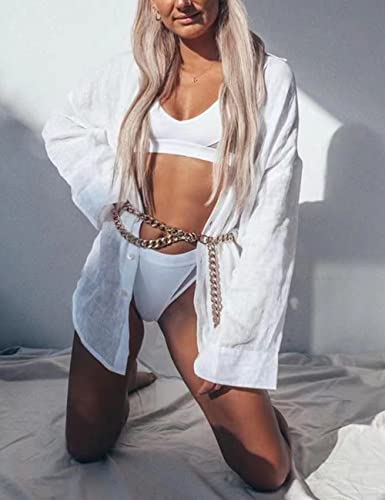 Beach Coverup for Women, Swimsuit Coverup Long Sleeve, Linen Bikini Cover Up Shirt, Bathing Suit Cover Ups for Pool3