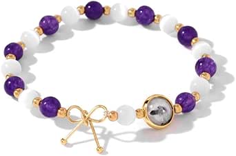 WKRTDY Bracelets D'améthyste pour Femmes, Moonstone Amethyst Bracelet De Lune, Bracelet