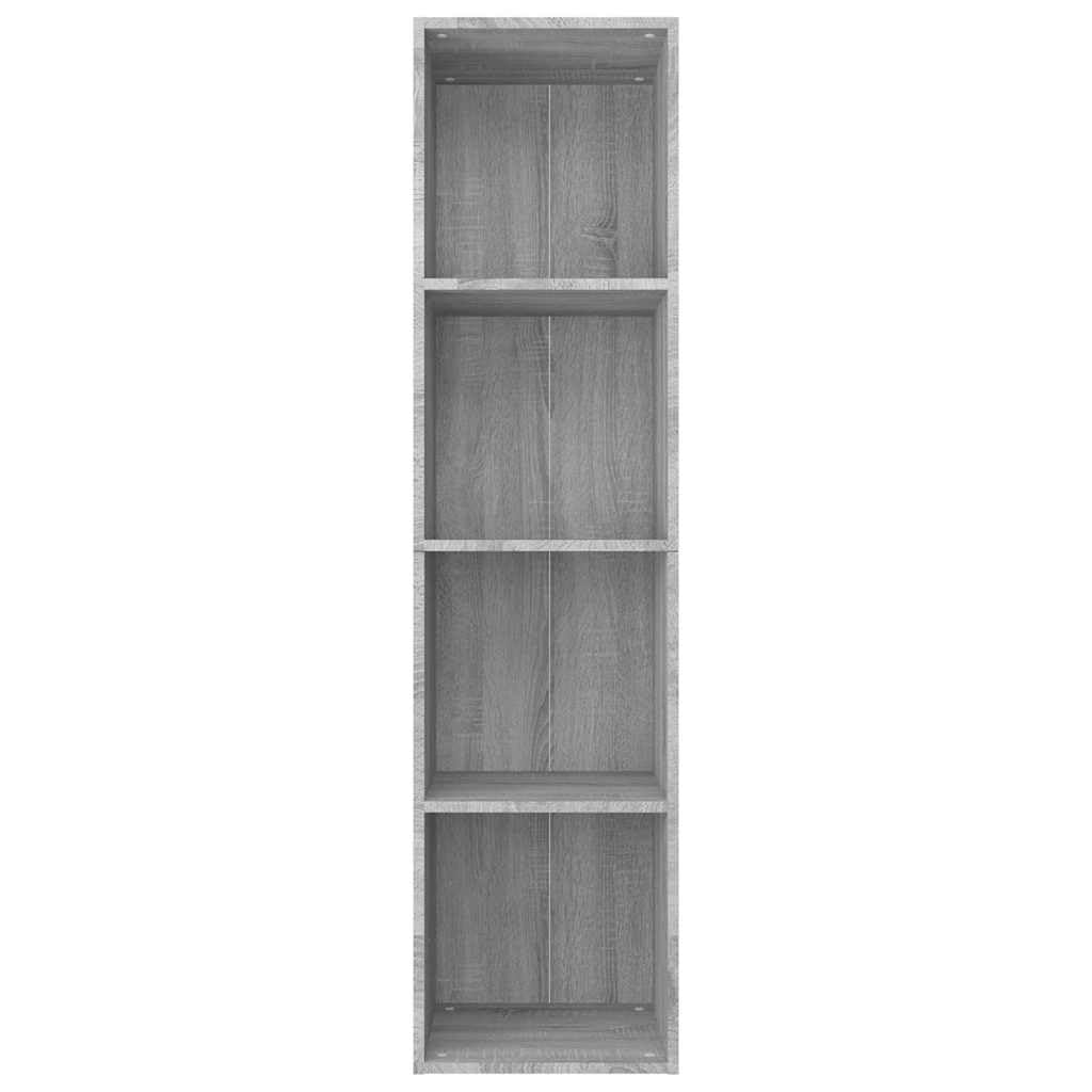 Libreria grigia con 4 ripiani, scaffale versatile in legno per soggiorno, ufficio e corridoio, ideale come mobile TV, spazio per libri, DVD, decorazione, robusto materiale in legno, 36 x 30 x