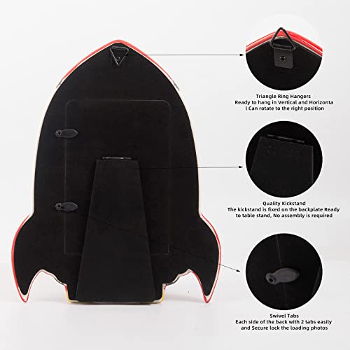 4X6 Picture Frame Rocket Design,Made Of Ceramic And High Definition Glass For Table Top Display And Wall Mounting Photo Frame White #TOP2