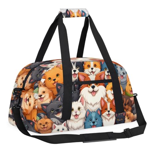 Cute Dogs Personalized Duffel Bag Weekend Overnight Travel Bag Sports Waterproof Gym Bag Lightweight Dance Bag