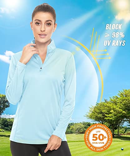 Boladeci Womens Swim Shirts Upf 50 Spf Sun Protection 1/4 Zip Long Sleeve Cool Polo Rash Guard T-Shirts Hiking Fishing Uv Shirts Orange M #TOP1