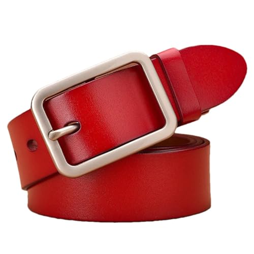 95Cm-115Cm Women's Leather Belt 33Mm Cowhide Alloy Buckle Unisex Brown Belt Fashion Trousers Girdle