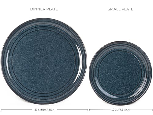 Image of Bodhi House Handcrafted Chip Resistance Porcelain Dinner Set, 20 Pieces Dish Set Serving for 6, Microwave and Dishwasher Safe, Bone-ash Free, Crockery Set for Dining and Gifting, Sapphire Blue