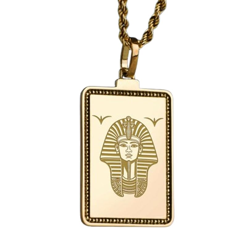 Collier pendentif tête de pharaon en argent et or, le cadeau fait main idéal