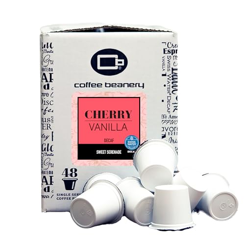 Cherry Vanilla Decaf Coffee Pods by Coffee Beanery | 48ct Gourmet Flavored Decaf Medium Roast Pods