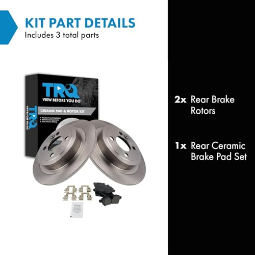 Image of TRQ Rear Brake Pad and Rotor Set Ceramic Compatible with 2007-2015 Mini Cooper