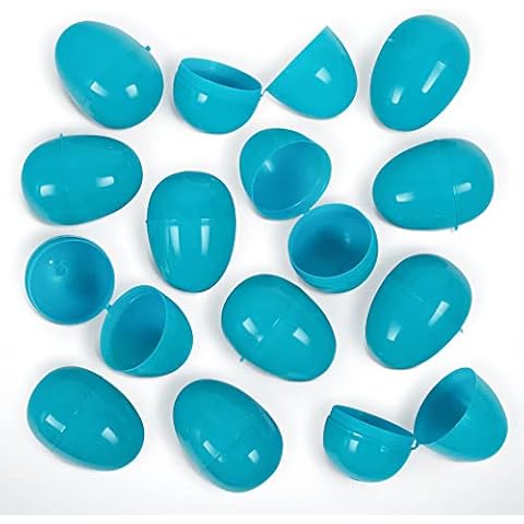 American Carnival Mart 100 Pack of Teal Bulk Hinged Easter Eggs in Poly Bag Fillable for Easter Egg Hunt and Tossing Gifts 2-1/3" Cover