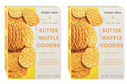 Trader Joe's Belgian Butter Waffle Cookies, Crispy All-Butter European Wafer Cookies, Golden Brown & Lightly Sweet, Perfect with Coffee or Ice Cream, 8.8 oz