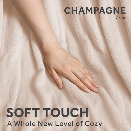 Sunbeam Electric Throw Royal Posh Velvet Heated Blanket, 4 Heat Settings, 4-Hour Auto Shut-Off, Fast Heating, Lush, Silky, and Ultra Comfy, Champagne Color, 50" x 60" by Sunbeam - Image 8
