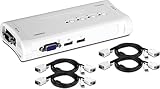 TRENDnet 4-Port USB KVM Switch Kit, VGA & USB Connections, 2048 x 1536 Resolution, Cabling Included,