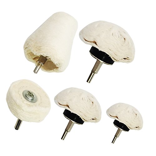 GoodtoU Buffing Polishing Wheel for Drill - 5 Pack Aluminum Drill Buffer Attachment Flannelette Rims with 1/4