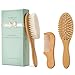 Natemia Premium Wooden Baby Hair Brush and Comb Set - Natural Soft Bristles - Ideal for Cradle Cap - Perfect Baby Registry Gift