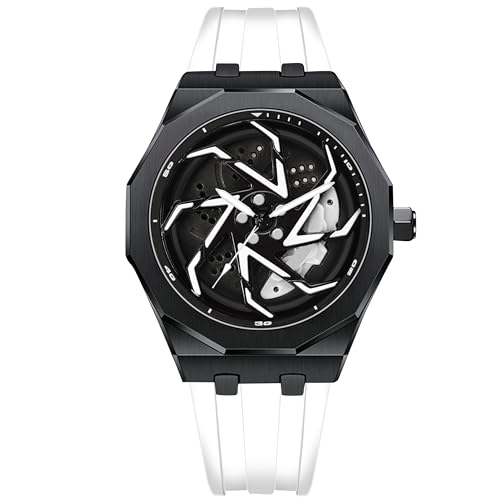 Image of IIK COLLECTION Men's Car Wheel Watch with Spinning Car Rim Hub Design with Silicon Strap|| Analog | Quartz Movement|| Water Resistant, Scratch Resistant