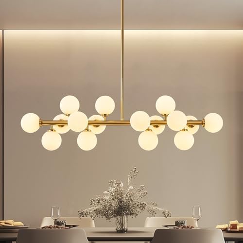 Glass Globe Sputnik Chandelier, 16-Light Mid Century Modern Light...