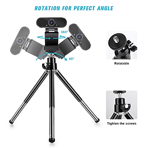 Mini Tripod for Webcam and Phone, Metal Extendable Webcam Stand with Phone Holder, Compatible with Logitech Webcam C920 C922 C930e C920x Brio - Image 3