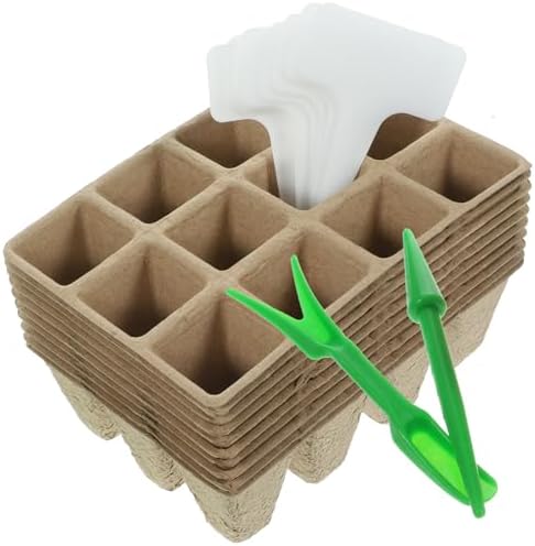 SHOWERORO Kit de Macetas de Germinación Biodegradable de 12 Compa...