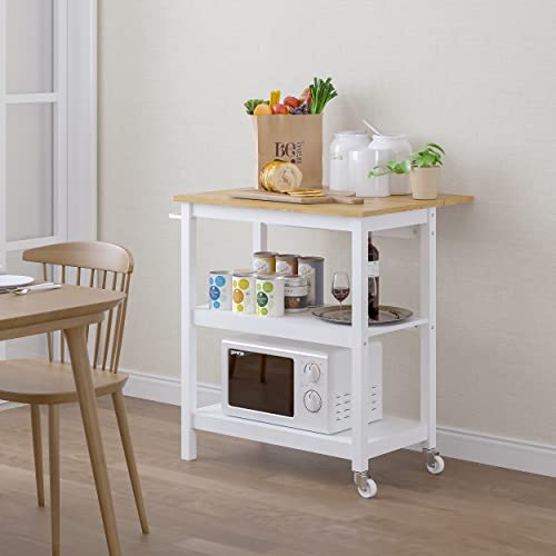 Spirich Home Kitchen Island Cart On Wheels, 3-Tier Rolling Utility Cart With Storage, Small Kitchen Island With Drop Leaf And Towel Rack For Dining Room, White #TOP1