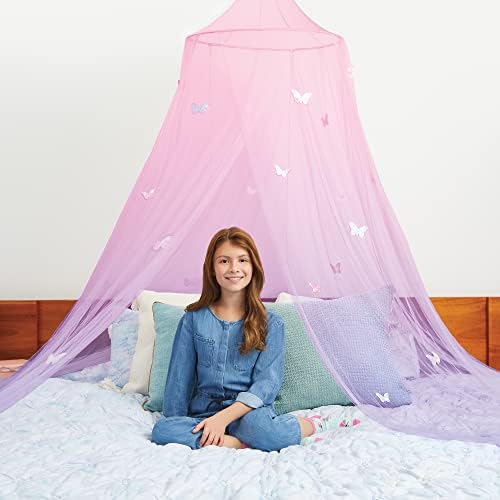 3C4G THREE CHEERS FOR GIRLS - Butterfly Ombre Bed Canopy Pink Kids Twin, Full & Queen Sized Beds Hanging Teens