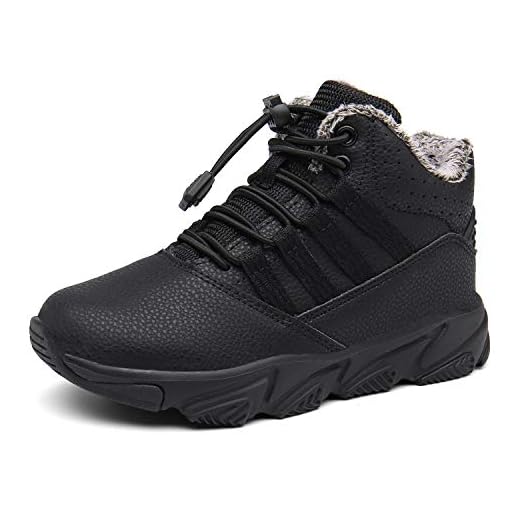 KVbabby vinterstövlar pojkar flickor vinterskor barn snöstövlar vattentäta stövlar vandring vandringsskor varma ankelstövlar vinter sneakers utomhus bomullsskor, svart, 30 EU