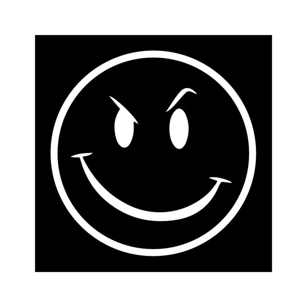 Cut Vinyl Decal for Evil Smiley Face Car Sticker Waterproof Auto Decors On Car Body Bumper Rear Window Laptop(White,13x13cm)