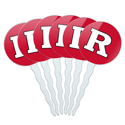 Rutgers Scarlet Knights Logo Cupcake Picks Toppers Decoration Set of 6