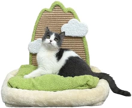 Cat Bed with Scratching Pad Small Cat Calming Bed Anti-Anxiety Bed for Indoor Cat Scratching Post 11.8”x15.7”