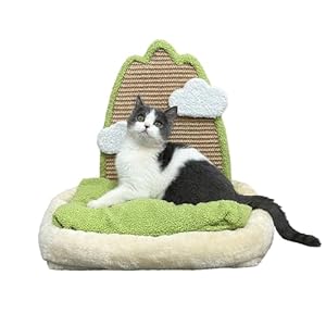 Cat Bed with Scratching Pad Small Cat Calming Bed Anti-Anxiety Bed for Indoor Cat Scratching Post 11.8”x15.7”