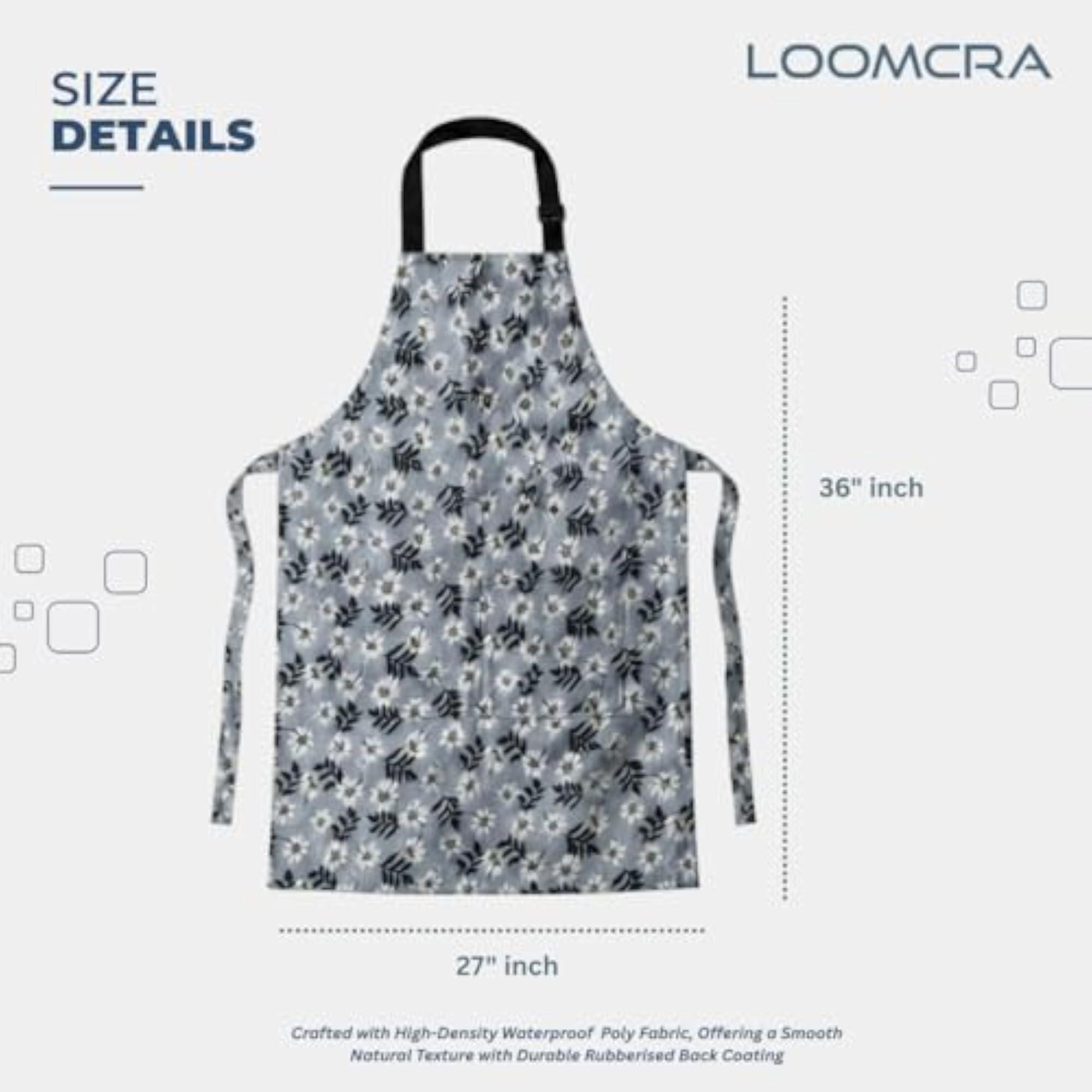 Floral Kitchen Apron for Men & Women, Adjustable