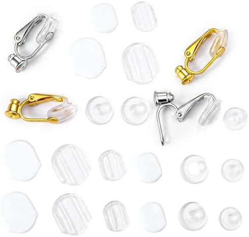 Xindojuz 60 PCS Clip on Earring Backs, 6 Sizes Silicone Clip-on Earring Pads Clear Silicone Comfort Earrings Cushions Pads Earring-Covers for Sports Clips on Earrings (Clear White) image 3