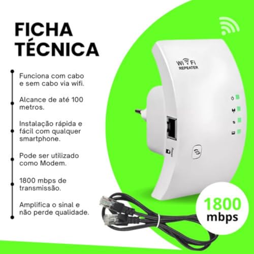 Amplificador de Sinal Wi-Fi 300Mbps Banda 2.4GHz Repetidor de Wifi Bivolt Extensores Rede Wireless R