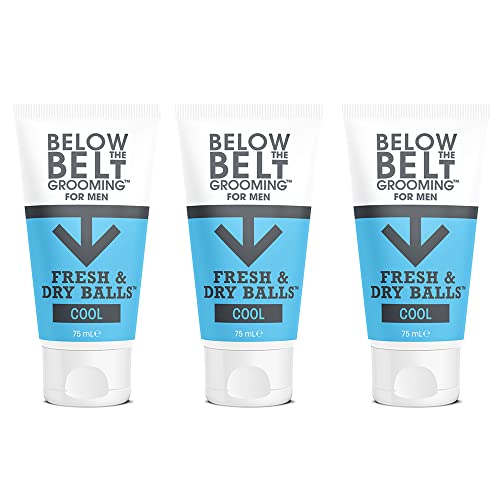 Below The Belt Grooming Fresh & Dry Cool Intimate Deodorant For Men, Protects against Sweat, Odour and Chafing, Cool Mint Fragrance 3 x 75ml