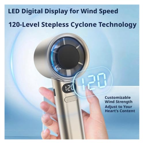 Ventilador de mano sin aspas Blanco, 120 velocidades, portátil recargable USB 3