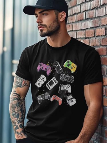 Mens T-Shirts,Game Consoles Gamers Short Sleeve T Shirts for Men Crew Neck Tees,Loose Fit Casual T-Shirts for Teens Boys4