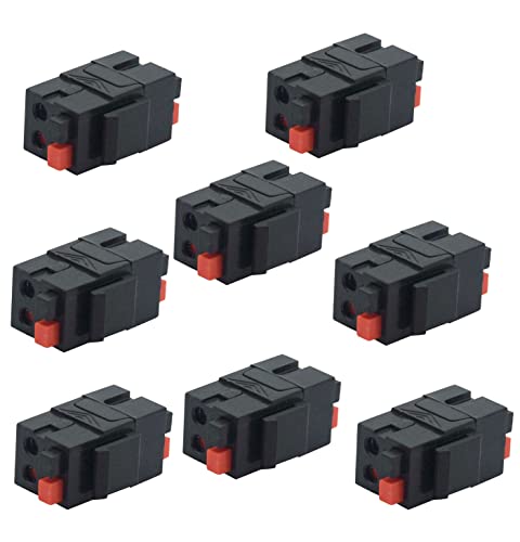 DIYTECH Speaker Keystone Jack – Spring Loaded Speaker Jack for Keystone Wall Plate, Female to Female, for Home Theater Wall Plates - Black (8-Pack)