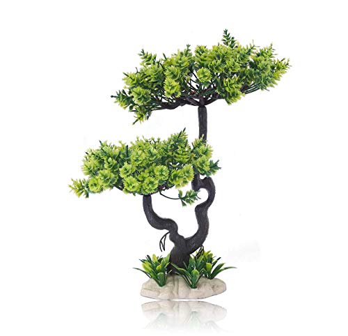 HITOP Aquarium Pets Plastic Plants for Fish Tank Decorations, Artificial Pine Tree Aquarium Décorfor Fish or Reptile