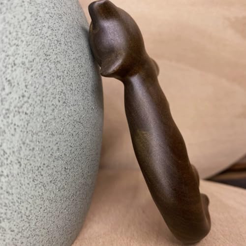 Masajeador de cuero cabelludo de madera con forma de gato miniatura 7
