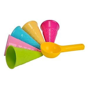 Simba 107108605 – Sandformen Eis, 5 Waffeln, 1 Portionierer, Sandspielzeug, 15cm, Geschenkset, Sandkasten, Mehrfarbig