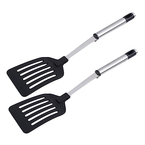 PRETYZOOM Elegant Kitchen Utensils 2 Pcs Stainless Steel Frying Pan Spatulas Set for Household and Restaurant Use