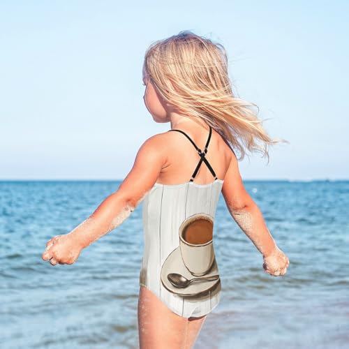 Girls Swimsuit 1-Piecing Swimwear Kids Bathing Suits Girls 5-6T Coffee4