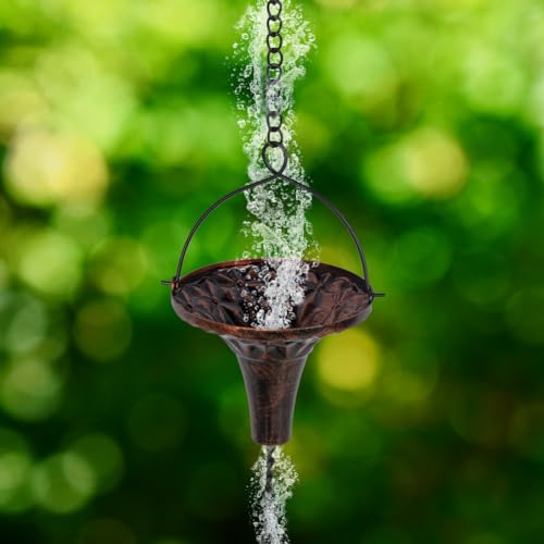 image for giole 9.7ft Outdoor Rain Chain with 10 Funnel Shaped Cups Adjustable R