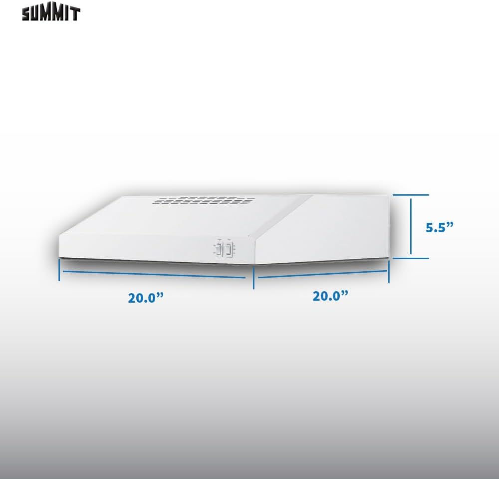 20" White Stainless Steel Convertible Under Cabinet Range Hood