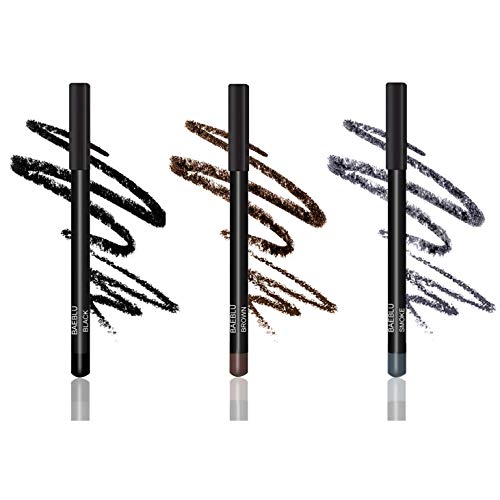BaeBlu Natural Hypoallergenic Eyeliner Pencils, Black, Brown, & Smoke Pack