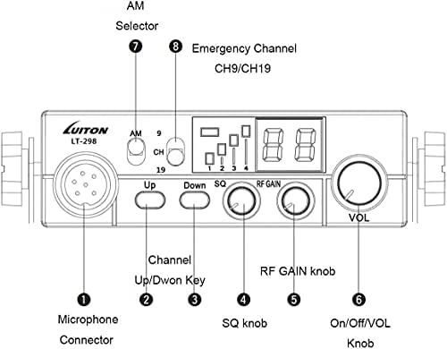 CB Radio 40-Channel LT-298 Compact Design with External Speaker Jack, Large Easy to Read LED Display Compatible with 12-24V Voltage — view 2